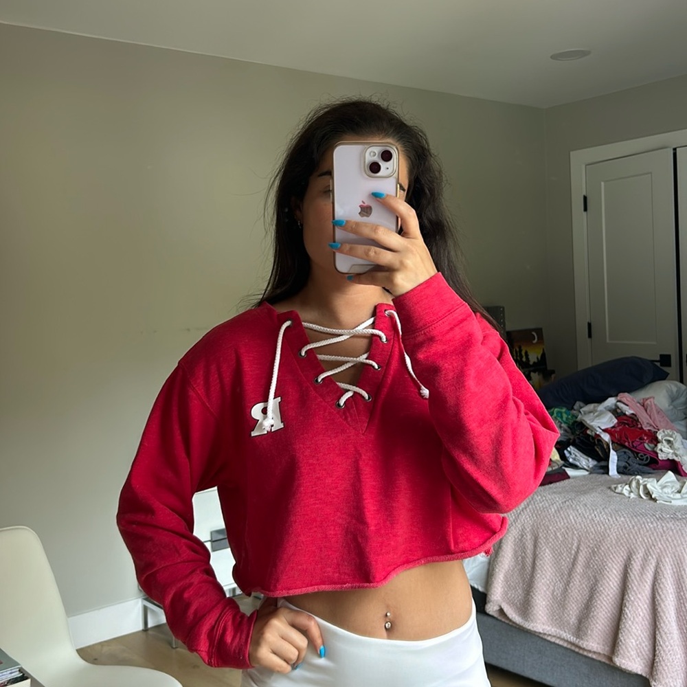 Rutgers college cropped sweater